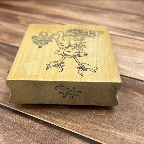 VERY HTF GREAT IMPRESSIONS G21 DOG W ANTLERS WOOD MOUNTED RUBBER STAMP DALMATION - Picture 4 of 4